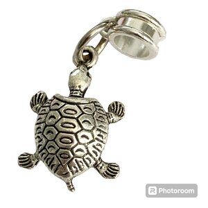 Sea Turtle European Slider Bead Charm Pendant Silver Tone Nautical Island Beach